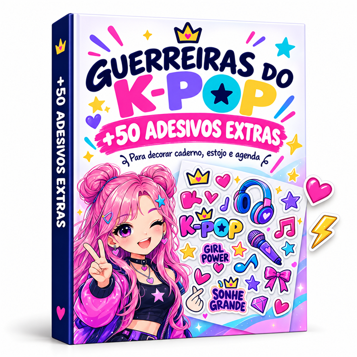 Bônus +50 Adesivos Extras decorativos para caderno, estojo e agenda